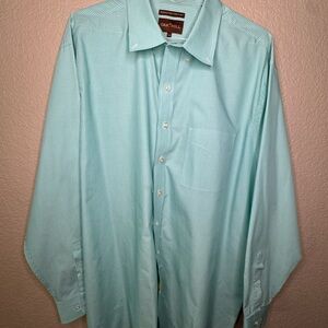 Men's Light Teal Striped Button Up Shirt